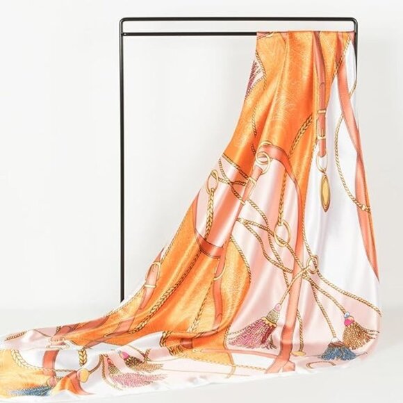 Head Scarf for Women Like Silk Scarf Hair Scarf Printed Square Scarf - Picture 3 of 7